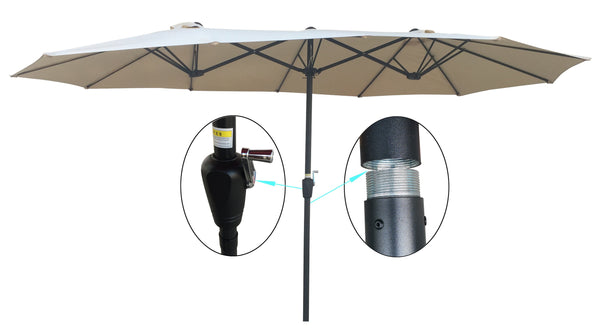 English Elm 15x9Ft Oval Double-Sided Patio Umbrella with Crank, Wind Vent, UV40+ Waterproof Canopy for Deck W65627934