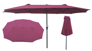 English Elm 15Ftx9FtDouble-Sided Extra Large Oval Patio Umbrella 180"x108" Waterproof Crank Lift UV40+ Wind Vent Durable Steel Frame Shade W65627935