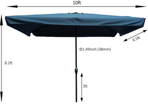 English Elm 10 Patio Umbrella 10 x 6.5ft Rectangular Waterproof Canopy with Crank Lift Push Button Tilt UV40+ Protection Gray W65627952