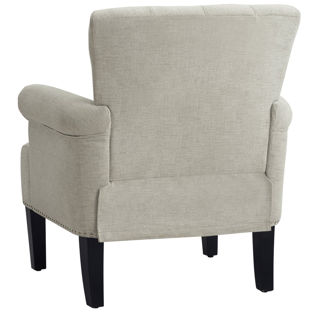 English Elm Accent Rivet Tufted 100% Polyester Armchair Cream, 330 lb Capacity, Foam Fill, Rubber Wood Legs PP212520CAA