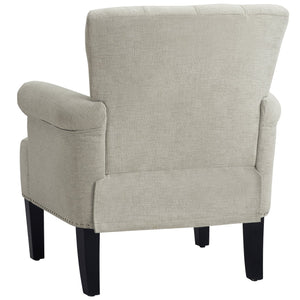 English Elm Accent Rivet Tufted 100% Polyester Armchair Cream, 330 lb Capacity, Foam Fill, Rubber Wood Legs PP212520CAA