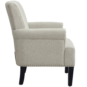 English Elm Accent Rivet Tufted 100% Polyester Armchair Cream, 330 lb Capacity, Foam Fill, Rubber Wood Legs PP212520CAA