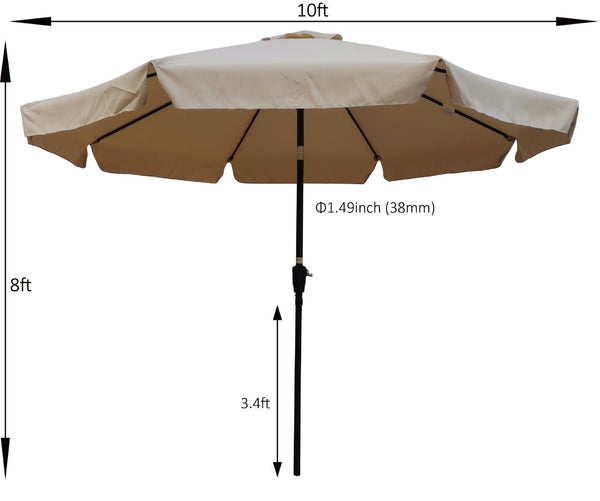 English Elm 10 Ft Round Patio Umbrella Steel Pole Uv Blocking Polyester Canopy Crank Tilt W65627945