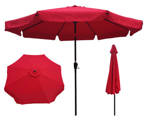 English Elm 10ft Outdoor Umbrella Round 120" Canopy with Crank & Push-Button Tilt UV40+ Weather Resistant Shade W65627947