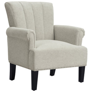 English Elm Accent Rivet Tufted 100% Polyester Armchair Cream, 330 lb Capacity, Foam Fill, Rubber Wood Legs PP212520CAA