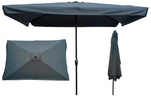 English Elm 10 Patio Umbrella 10 x 6.5ft Rectangular Waterproof Canopy with Crank Lift Push Button Tilt UV40+ Protection Gray W65627952