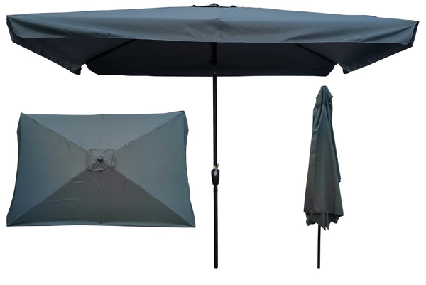 English Elm 10 Patio Umbrella 10 x 6.5ft Rectangular Waterproof Canopy with Crank Lift Push Button Tilt UV40+ Protection Gray W65627952