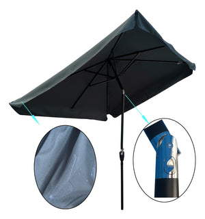 English Elm 10 Patio Umbrella 10 x 6.5ft Rectangular Waterproof Canopy with Crank Lift Push Button Tilt UV40+ Protection Gray W65627952