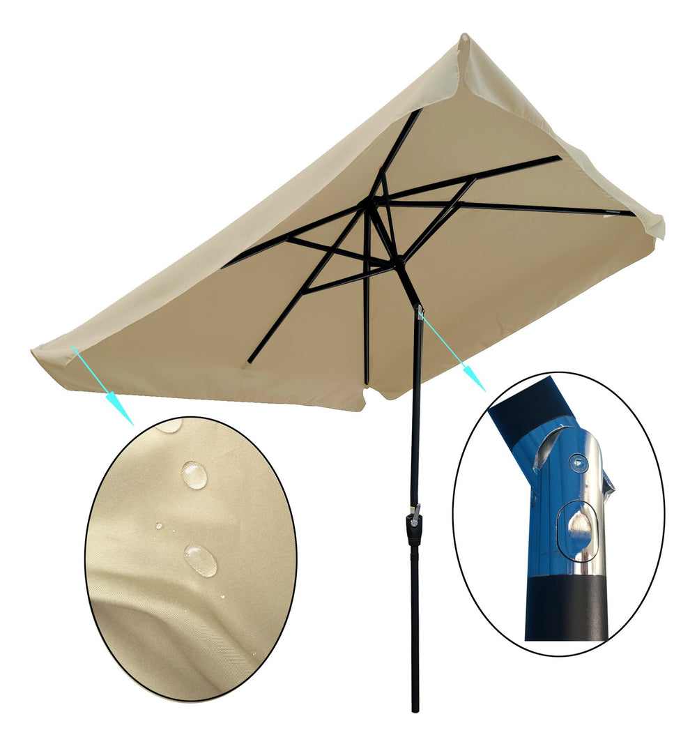 English Elm 10 Rectangular 10x6.5ft Patio Umbrella with Crank & Tilt, Weather‑Resistant Polyester Canopy, UPF40+ Coverage W65627939