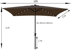 English Elm 10' Solar Led Lighted Rectangular Patio Umbrella - Waterproof Sunshade With Crank & Tilt For Outdoor Comfort W65627944