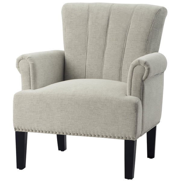 English Elm Accent Rivet Tufted 100% Polyester Armchair Cream, 330 lb Capacity, Foam Fill, Rubber Wood Legs PP212520CAA
