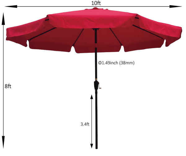 English Elm 10ft Outdoor Umbrella Round 120" Canopy with Crank & Push-Button Tilt UV40+ Weather Resistant Shade W65627947
