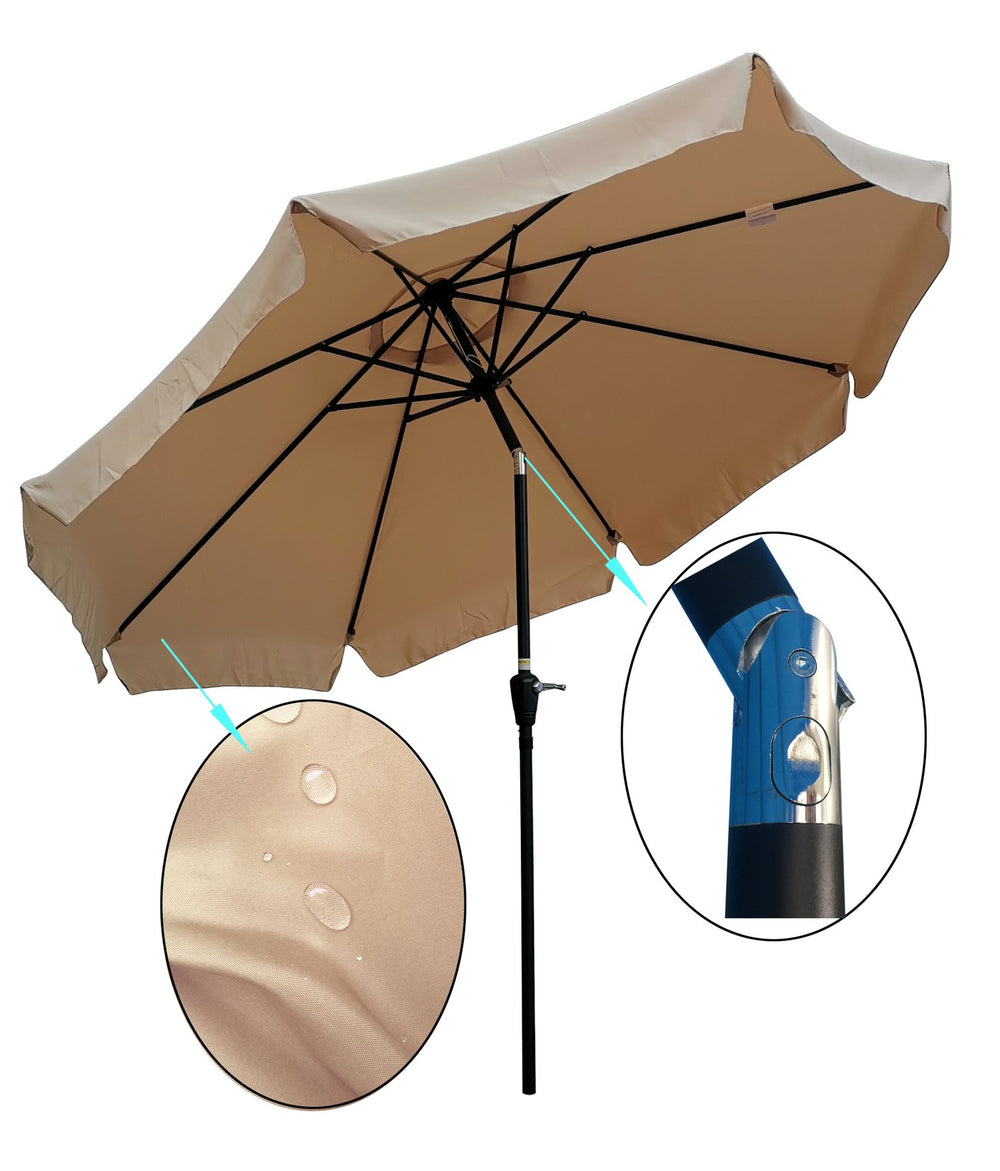 English Elm 10 ft Patio Umbrella 120" Round Canopy with Crank & Push-Button Tilt, UV40+ Weather Resistant Shade W65627945