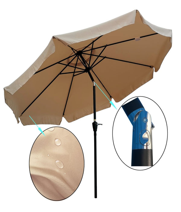 English Elm 10 Ft Round Patio Umbrella Steel Pole Uv Blocking Polyester Canopy Crank Tilt W65627945