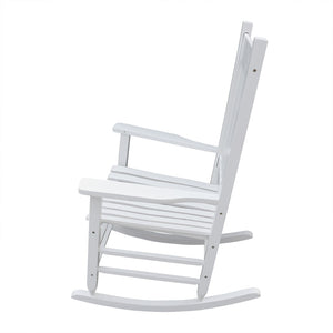 English Elm Wooden Solid Poplar Porch Rocking Chair Farmhouse Slatted Back Outdoor Rocker W49520603