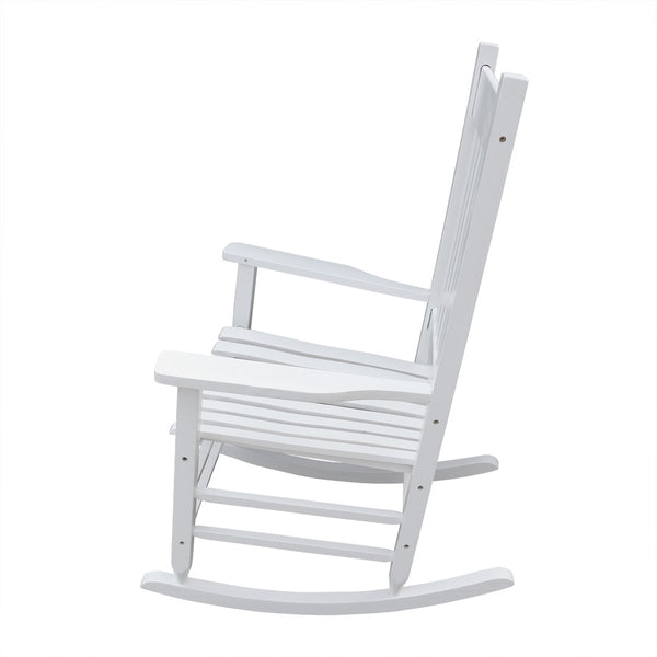 English Elm Wooden Solid Poplar Porch Rocking Chair Farmhouse Slatted Back Outdoor Rocker W49520603