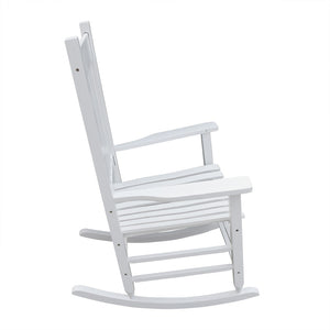 English Elm Wooden Solid Poplar Porch Rocking Chair Farmhouse Slatted Back Outdoor Rocker W49520603