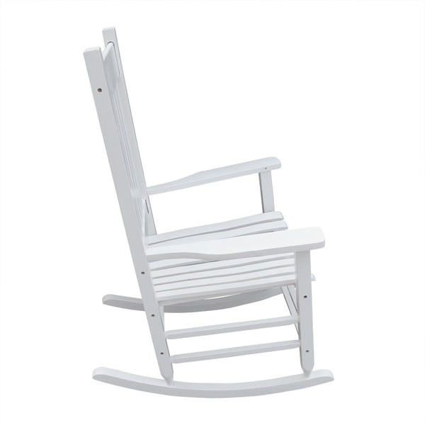English Elm Wooden Solid Poplar Porch Rocking Chair Farmhouse Slatted Back Outdoor Rocker W49520603