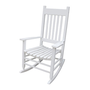 English Elm Wooden Solid Poplar Porch Rocking Chair Farmhouse Slatted Back Outdoor Rocker W49520603