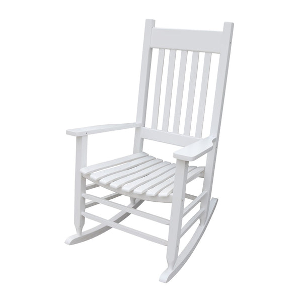 English Elm Wooden Solid Poplar Porch Rocking Chair Farmhouse Slatted Back Outdoor Rocker W49520603