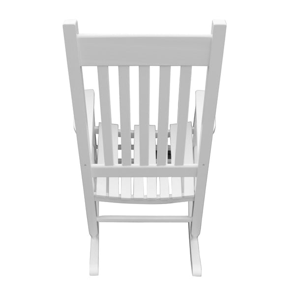 English Elm Wooden Solid Poplar Porch Rocking Chair Farmhouse Slatted Back Outdoor Rocker W49520603