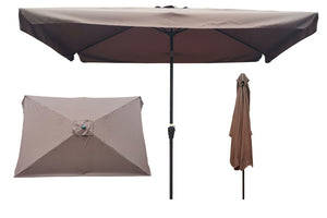 English Elm 10 X 6.5 Ft Rectangular Outdoor Market Umbrella Solar Led Lights Crank Tilt Pool W65627941