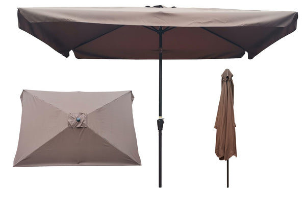 English Elm 10 X 6.5 Ft Rectangular Outdoor Market Umbrella Solar Led Lights Crank Tilt Pool W65627941