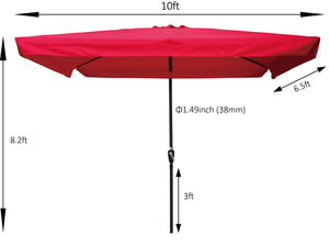 English Elm 10 Ft X 6.5 Ft Rectangular Patio Umbrella - Durable Outdoor Shade With Crank Lift & Tilt For Comfort W65627940