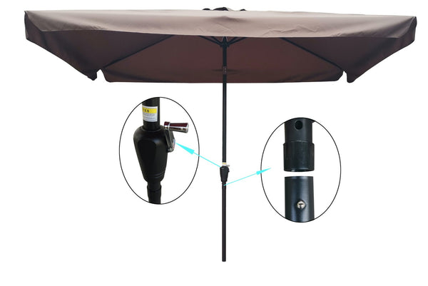 English Elm 10 X 6.5 Ft Rectangular Outdoor Market Umbrella Solar Led Lights Crank Tilt Pool W65627941