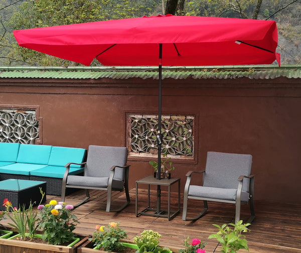 English Elm 10 Ft X 6.5 Ft Rectangular Patio Umbrella - Durable Outdoor Shade With Crank Lift & Tilt For Comfort W65627940