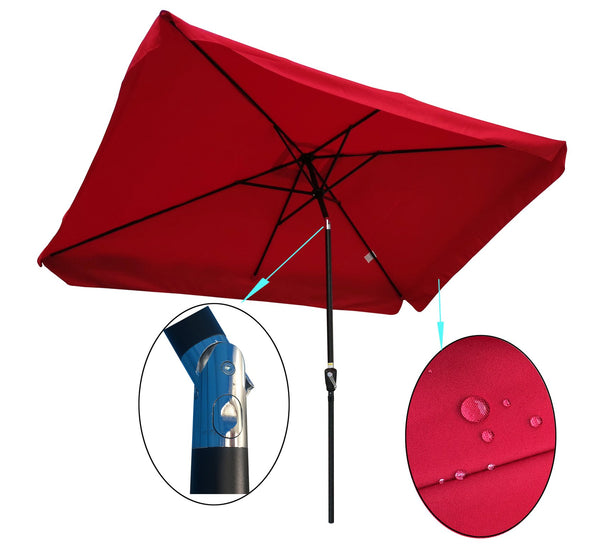 English Elm 10 Ft X 6.5 Ft Rectangular Patio Umbrella - Durable Outdoor Shade With Crank Lift & Tilt For Comfort W65627940