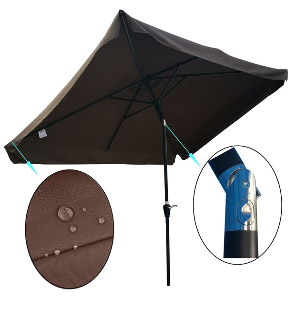 English Elm 10 X 6.5 Ft Rectangular Outdoor Market Umbrella Solar Led Lights Crank Tilt Pool W65627941