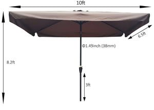 English Elm 10 X 6.5 Ft Rectangular Outdoor Market Umbrella Solar Led Lights Crank Tilt Pool W65627941