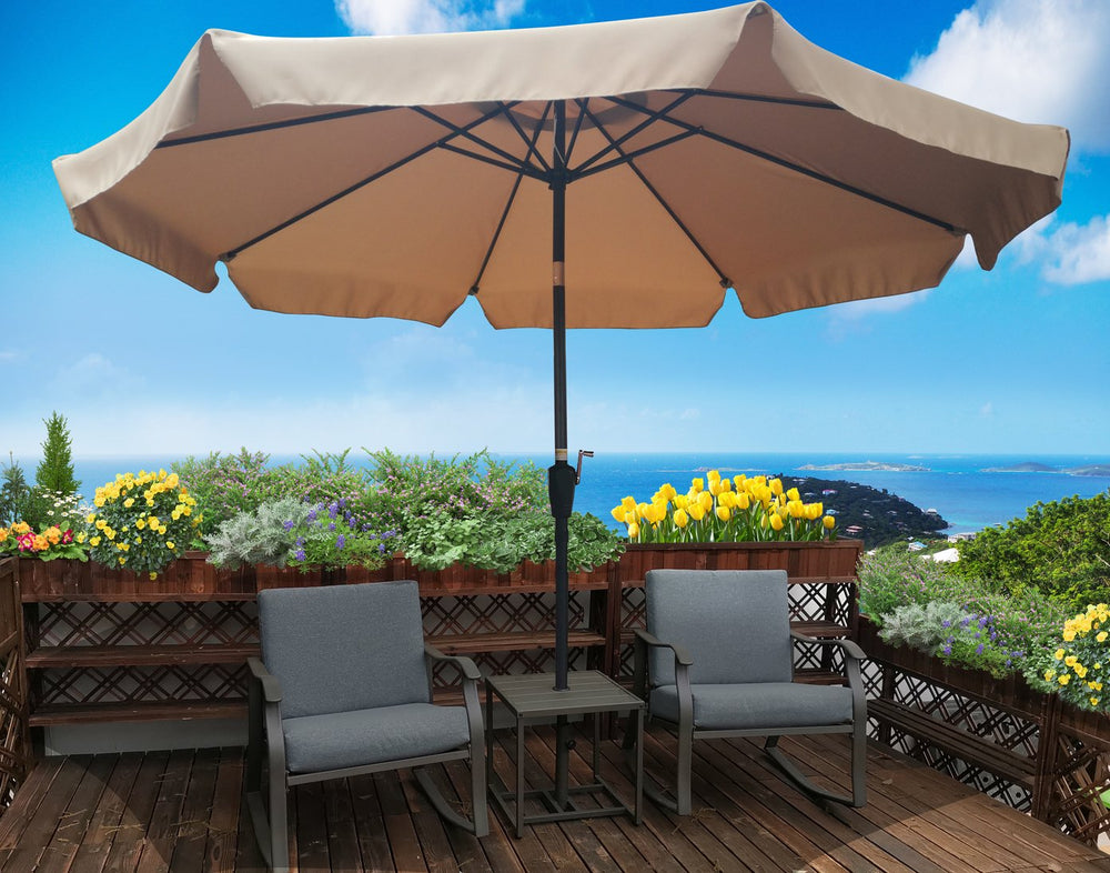 English Elm 10 ft Patio Umbrella 120" Round Canopy with Crank & Push-Button Tilt, UV40+ Weather Resistant Shade W65627945