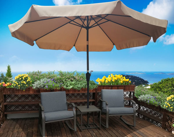 English Elm 10 Ft Round Patio Umbrella Steel Pole Uv Blocking Polyester Canopy Crank Tilt W65627945