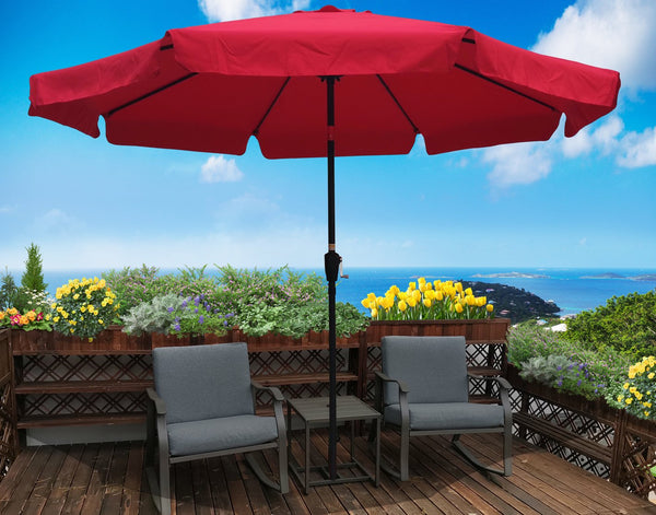 English Elm 10ft Outdoor Umbrella Round 120" Canopy with Crank & Push-Button Tilt UV40+ Weather Resistant Shade W65627947