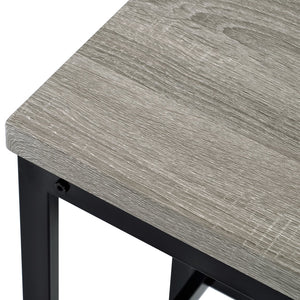 English Elm TOPMAX Extra Long Counter Height Dining Table Set with 3 Stools, Space-Saving Pub Table with Footrests Gray WF198129AAE