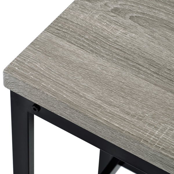 English Elm TOPMAX Extra Long Counter Height Dining Table Set with 3 Stools, Space-Saving Pub Table with Footrests Gray WF198129AAE