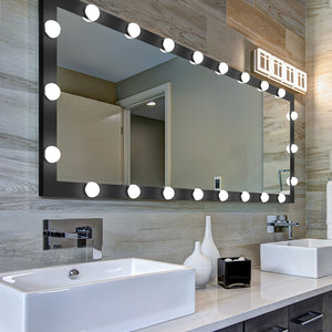 English Elm Hollywood LED Vanity Mirror 63x24in Black Full-Length Lighted Floor & Wall Mount with 3 Color Modes and Touch Control for Dressing Room Bedroom W70832320