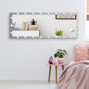 English Elm Hollywood Full Length LED Vanity Mirror with 3 Color Modes & Touch Control Silver 63"x24" Glamorous W70832319