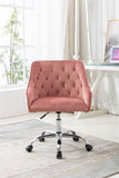 Hearth and Haven Zephyr Swivel Office Chair with Tufted Back and Silver Legs, Pink W39532325