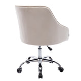 Hearth and Haven Zephyr Swivel Office Chair with Tufted Back and Silver Legs, Beige W39532326