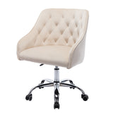 Hearth and Haven Zephyr Swivel Office Chair with Tufted Back and Silver Legs, Beige W39532326