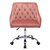 Hearth and Haven Zephyr Swivel Office Chair with Tufted Back and Silver Legs, Pink W39532325