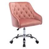 Hearth and Haven Zephyr Swivel Office Chair with Tufted Back and Silver Legs, Pink W39532325