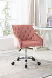 Hearth and Haven Zephyr Swivel Office Chair with Tufted Back and Silver Legs, Pink W39532325