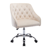 Hearth and Haven Zephyr Swivel Office Chair with Tufted Back and Silver Legs, Beige W39532326