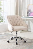 Hearth and Haven Zephyr Swivel Office Chair with Tufted Back and Silver Legs, Beige W39532326