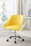 Hearth and Haven Zephyr Swivel Office Chair with Tufted Back and Silver Legs, Yellow W39532327