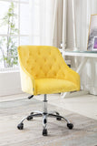 Hearth and Haven Zephyr Swivel Office Chair with Tufted Back and Silver Legs, Yellow W39532327